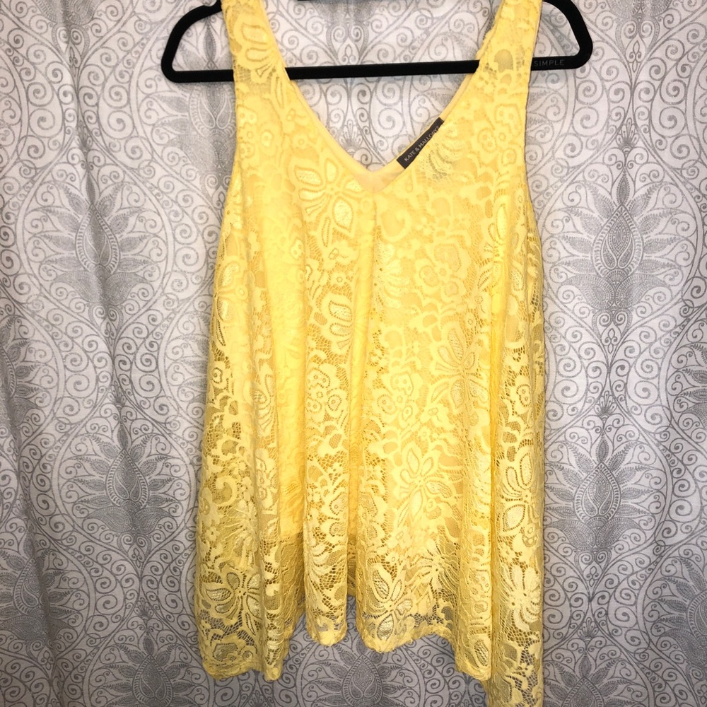 Kate & Mallory Canary Lace Swing Tank